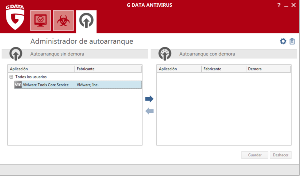 Screenshot G DATA Antivirus – Administrador de autoarranque