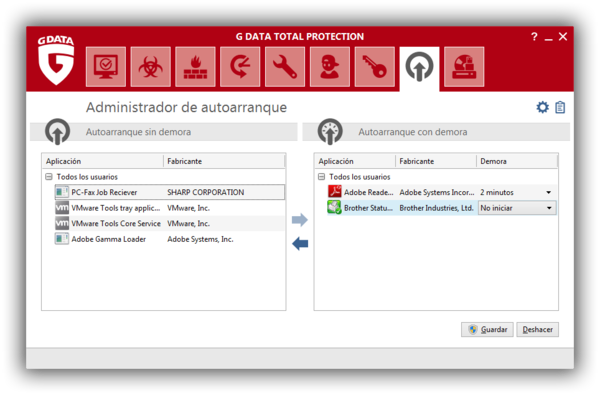 Screenshot G DATA Total Protection Administrador de autoarranque