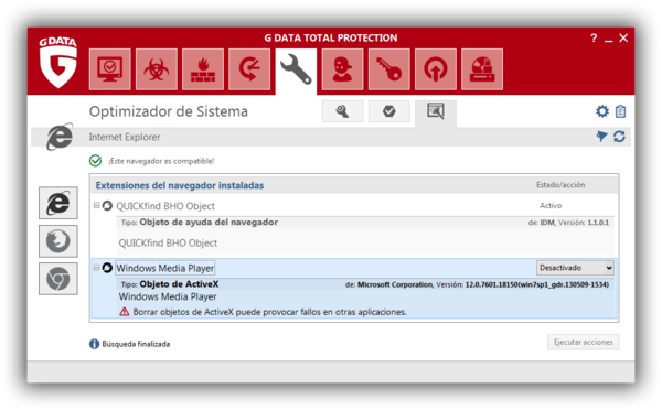 Screenshot G DATA Total Protection – Optimizador de sistema