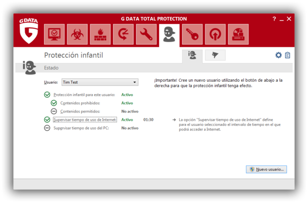 Screenshot G DATA Total Protection – Proteccion infantil