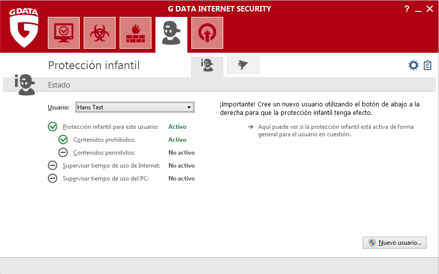 Screenshot G DATA Internet Security – Proteccion infantil